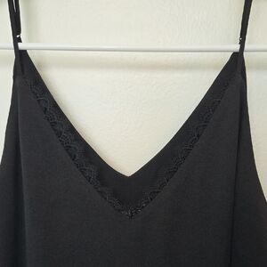 Express Black V-Neck Cami with Lace Trim